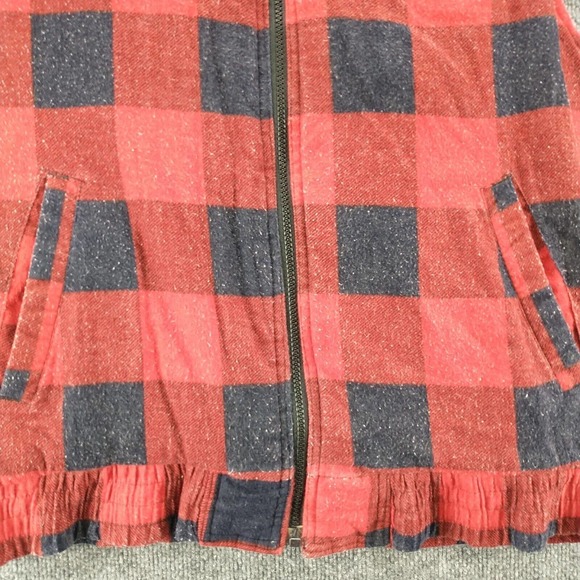 Branded Lion Men's Full Zip Vest Red Large Sleeveless Plaid Front Pocket Vintage - Picture 4 of 13
